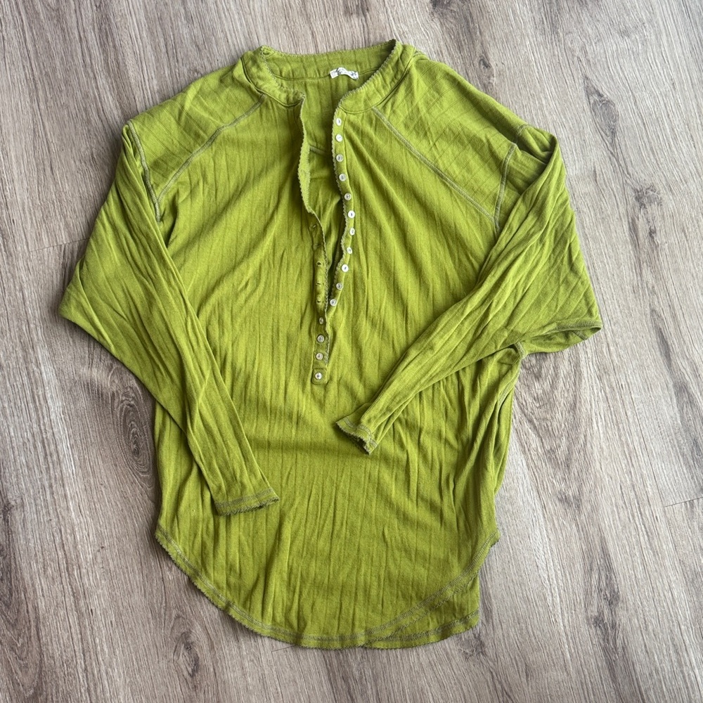 Green Long Sleeve Henley Pajamas